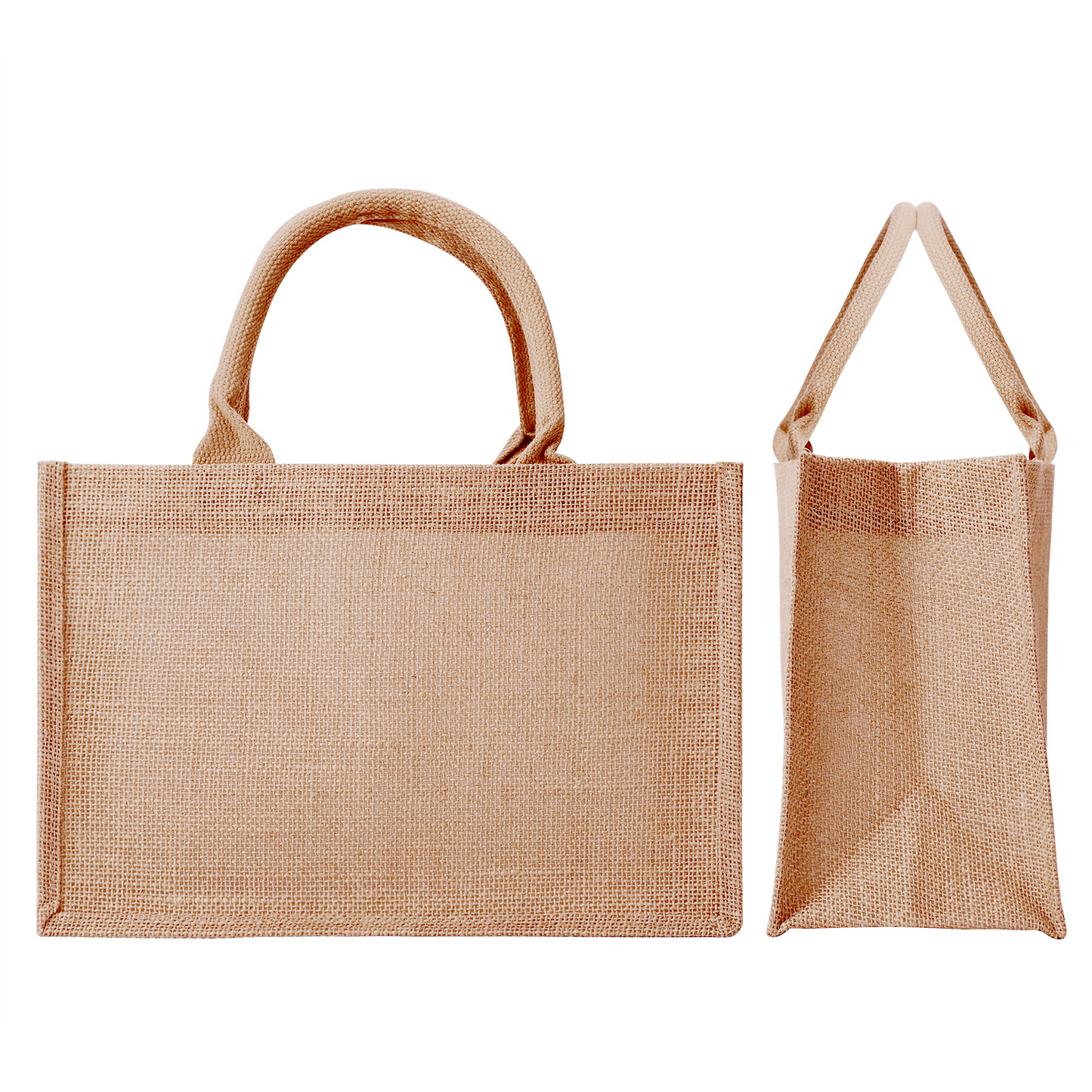 Customizable Brown Burlap Tote Shopping Bags