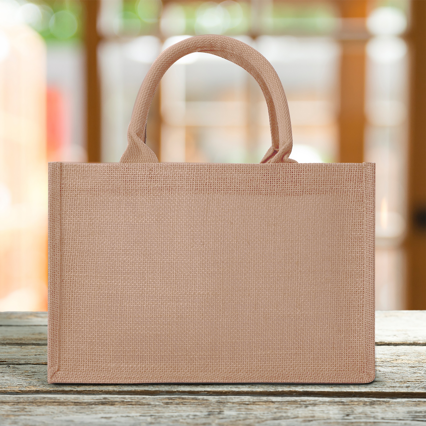Customizable Brown Burlap Tote Shopping Bags
