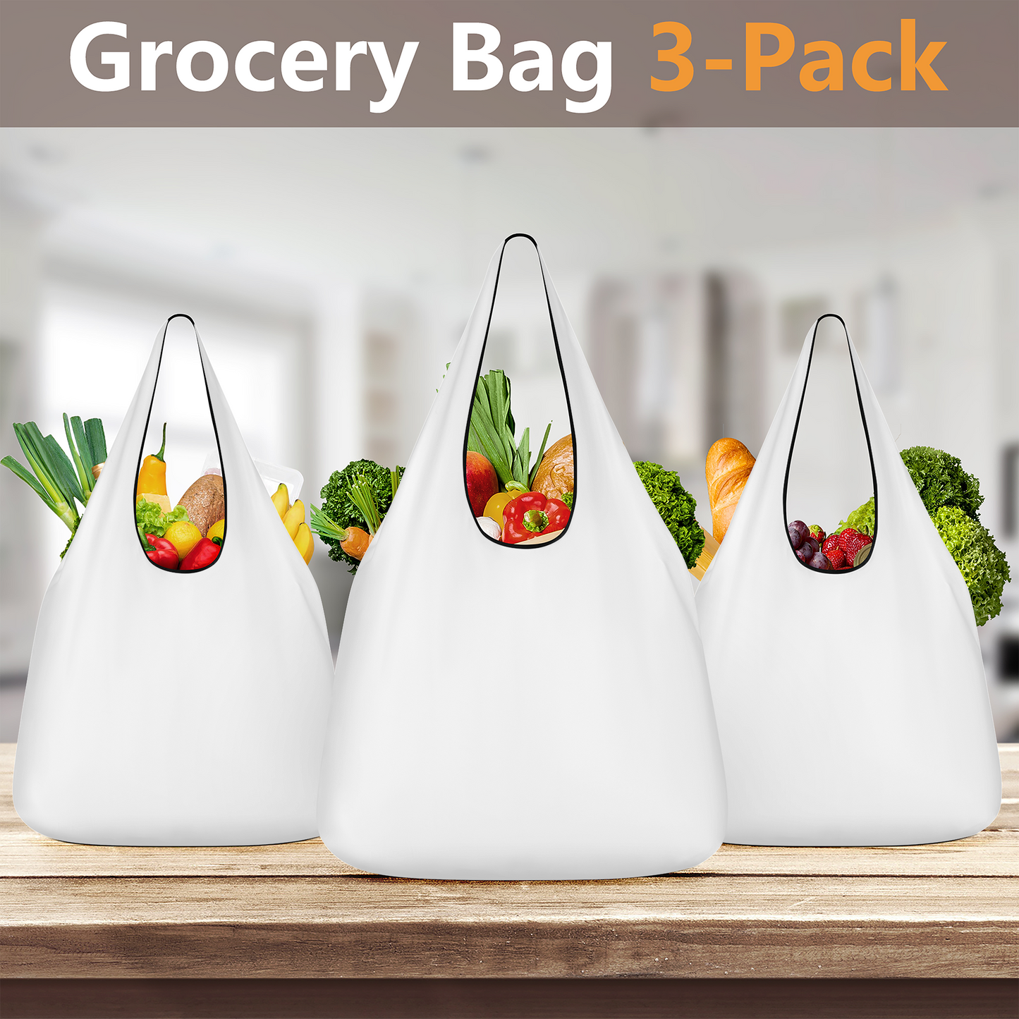 KO 3 Pcs Grocery Bags