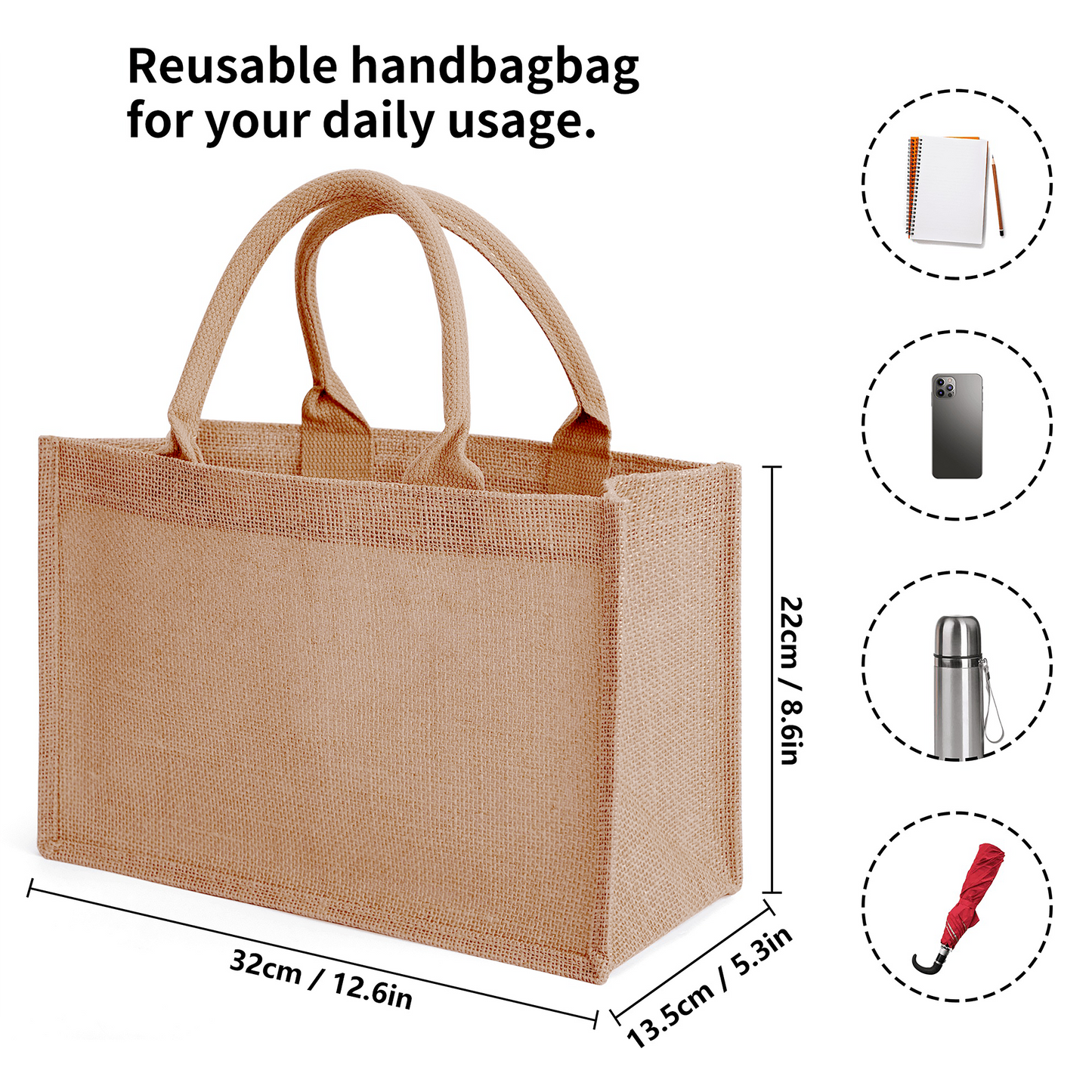 Customizable Brown Burlap Tote Shopping Bags