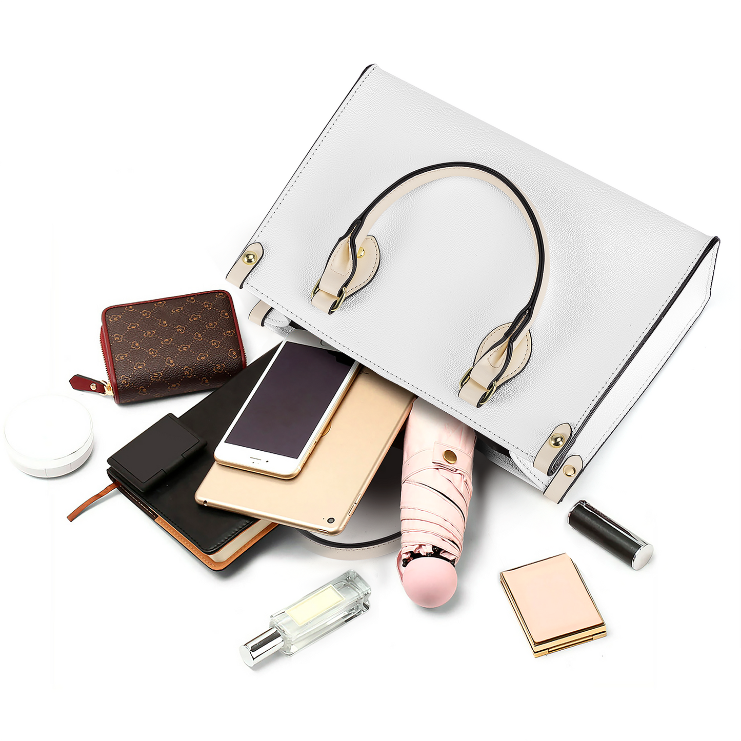 Luxury Women PU Tote Bag - White